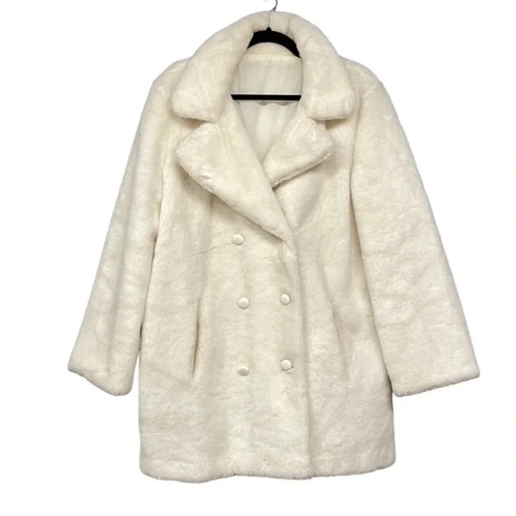 Vintage Off White Herman Kay Faux Fur‎ Jacket Size 18 - Picture 1 of 11